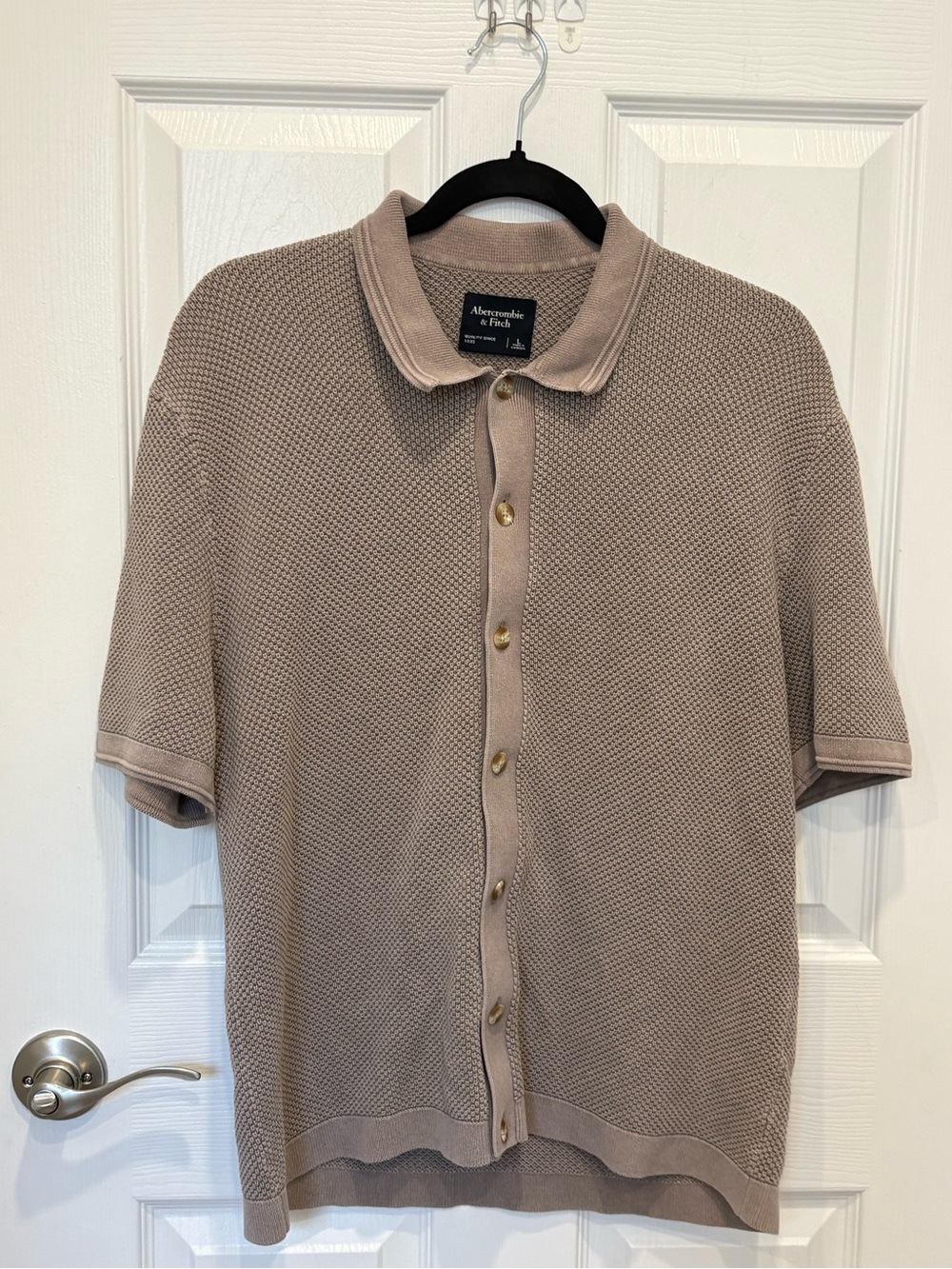 Abercrombie & Fitch Men's Short-Sleeve Knit Polo - Taupe #1258